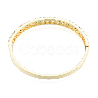 Cubic Zirconia Rhombus Hinged Bangle BJEW-N014-013-1