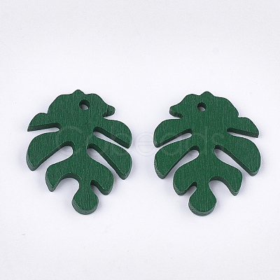 Painted Poplar Wood Pendants X-WOOD-T021-11F-1