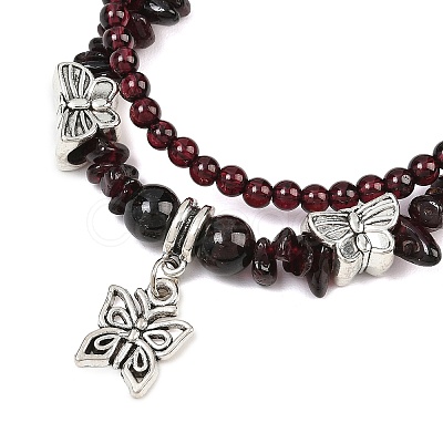 Natural Garnet Chip Beads Multi-strand Bracelet BJEW-JB07052-03-1