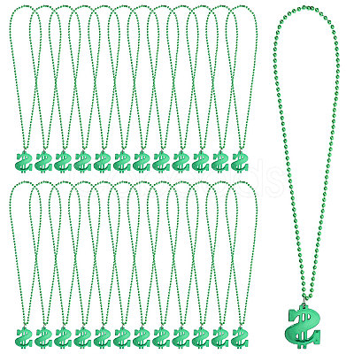Plastic Dollar Sign Big Pendant Ball Chain Necklaces NJEW-WH0021-81B-1