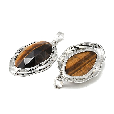 Natural Tiger Eye Faceted Pendants G-D102-02P-02-1