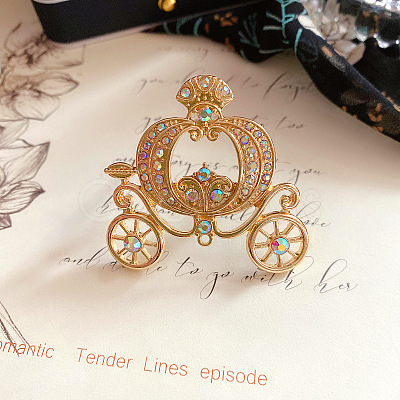 Rhinestone Pumpkin Cart Brooch Pin THXG-PW0001-026-1
