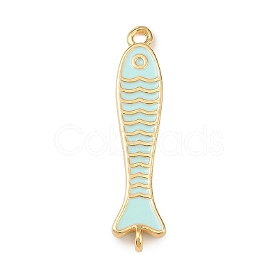 Brass Enamel Fish Connector Charms KK-L255-15G-02-1