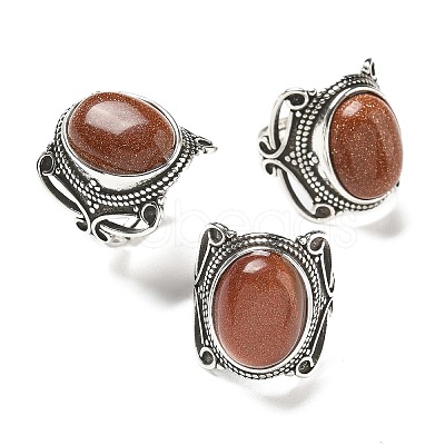 Natural & Synthetic Gemstone Adjustable Rings RJEW-I108-02AS-1