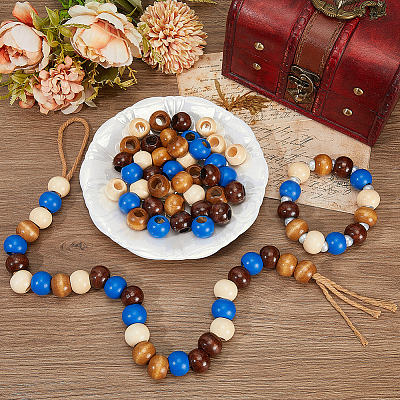 80Pcs 4 Colors Spray Painted Wood Beads WOOD-PA0001-07-1