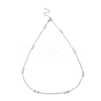 Non-Tarnish 304 Stainless Steel Bowknot Link Chain Necklace NJEW-K249-07P-1