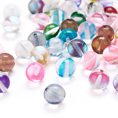 50Pcs 10 Colors Synthetic Moonstone Beads Strands G-YW0001-08-1