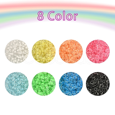 3600Pcs 8 Color Luminous Transparent Glass Seed Beads SEED-YW0001-83-1