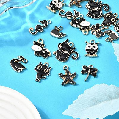 18Pcs 9 Styles Alloy Enamel Pendants ENAM-FP0002-35-1