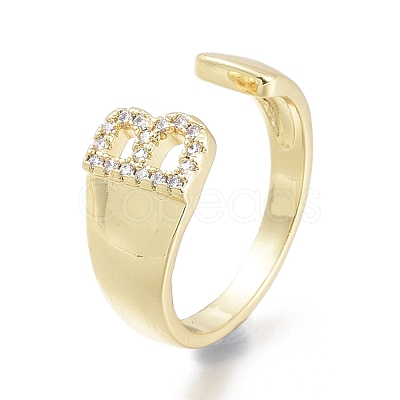 Brass Micro Pave Clear Cubic Zirconia Cuff Rings X-RJEW-F103-13B-G-1