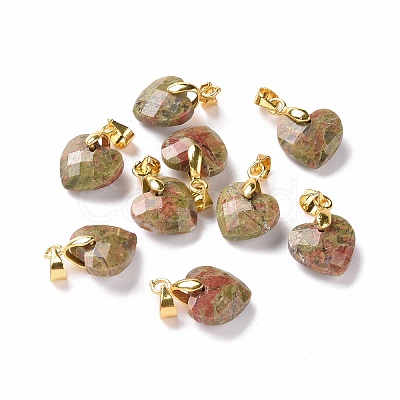 Natural Unakite Pendants G-C023-07E-1