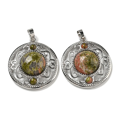Natural Unakite Pendants G-Q158-03N-1