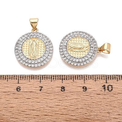 Religion Brass Micro Pave Clear Cubic Zirconia Pendants KK-N287-44GP-01-1