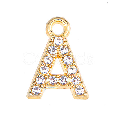 Golden Tone Alloy Rhinestone Pendants PW-WGCC773-01-1