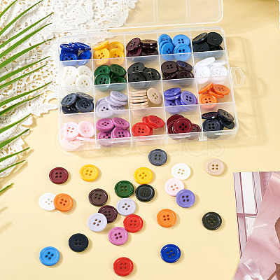 160Pcs 20 Colors 4-Hole Resin Buttons BUTT-TA0001-29C-1