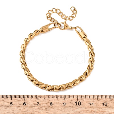304 Stainless Steel Twisted Curb Chain Bracelets for Women BJEW-F529-05G-1