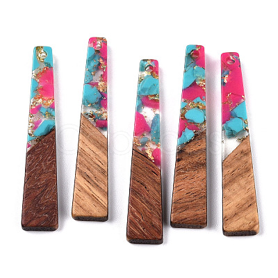 Transparent Resin & Walnut Wood Pendants RESI-N039-67C-1