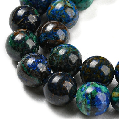 Natural Azurite Beads Strands G-P503-8MM-09-1