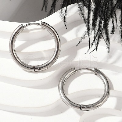 202 Stainless Steel Huggie Hoop Earrings EJEW-F111A-20mm-P01-1
