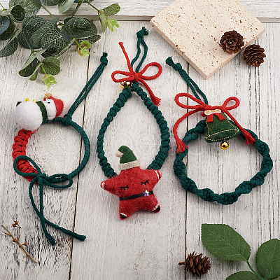 3Pcs 3 Style Christmas Theme Cotton Weave Pendant Decorations Sets HJEW-CF0001-12-1
