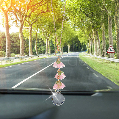 Glass & Resin Lily of the Valley Car Hanging Ornaments HJEW-DR00054-1