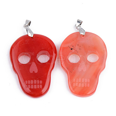 Halloween Themed Natural Agate Big Pendants G-S359-181-1