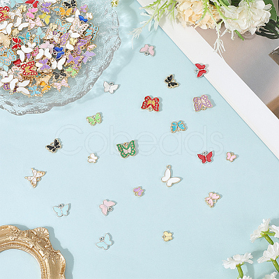 120Pcs 6 Styles Alloy Enamel Pendants ENAM-SC0007-03B-1