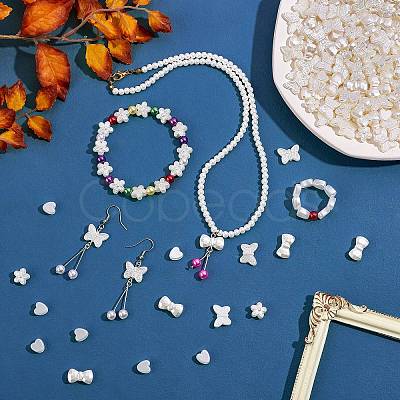300Pcs 4 Style ABS Plastic Imitation Pearl Beads KY-SZ0001-40-1