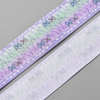 Polyester Printed Grosgrain Ribbon OCOR-WH0078-24B-1