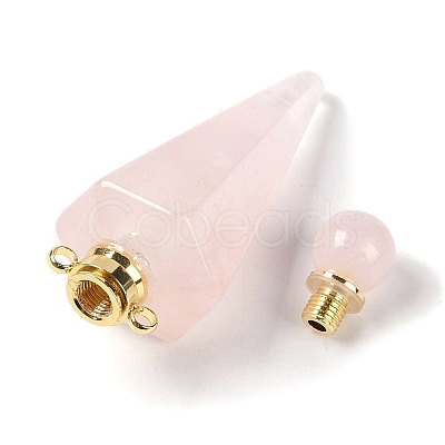 Natural Rose Quartz Faceted Cone Openable Perfume Bottle Big Pendants G-L524-18G-12-1