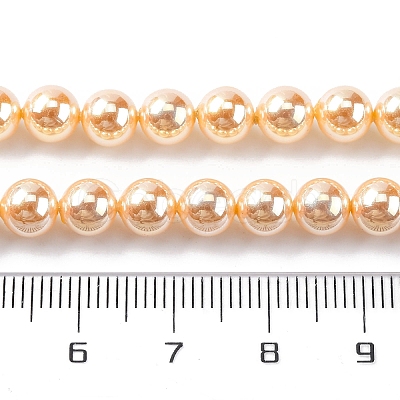 UV Plating Pearlized Glass Pearl Beads Strands GLAA-F128-01A-T6-1