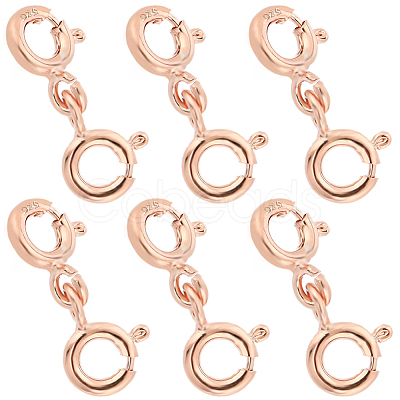 6Pcs Sterling Silver Double Spring Ring Clasps STER-SC0001-22RG-1