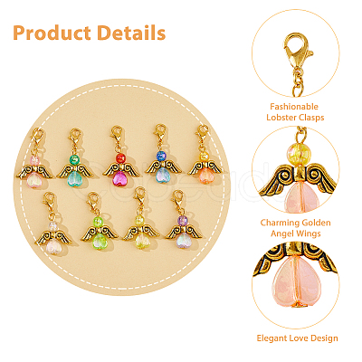 36Pcs 9 Colors Acrylic Pendant Decorations HJEW-FH00015-1