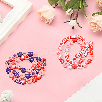 270Pcs 2 Styles Valentine's Day Handmade Polymer Clay Beads CLAY-PA0001-51-1