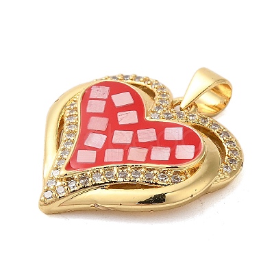 Heart Brass Micro Pave Cubic Zirconia Pendants KK-K385-045G-1
