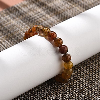 Natural Dyed & Heated Chalcedony Imitation Dragon Veins Agate Beaded Stretch Bracelets for Women Men BJEW-F483-01-1-1
