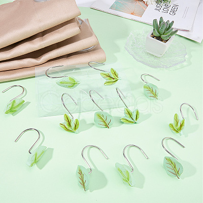 12Pcs Leaf Resin Shower Curtain Hook AJEW-SP0006-01A-1
