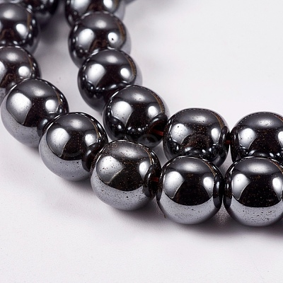 Non-Magnetic Synthetic Hematite Beads Strands G-H1624-8mm-1-1