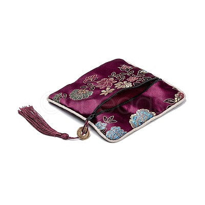 Chinese Brocade Tassel Zipper Jewelry Bag Gift Pouch LS-ABAG-F005-06-1