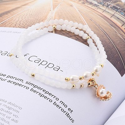 Faceted Glass Bead Stretch Bracelets BJEW-JB05488-1