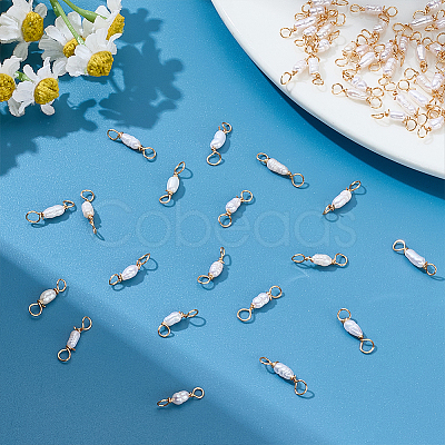 60Pcs Natural Cultured Freshwater Pearl Connector Charms PALLOY-ME00014-1