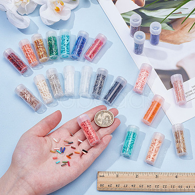 2147Pcs 24 Styles Glass Bugle Beads SEED-ME0001-22-1