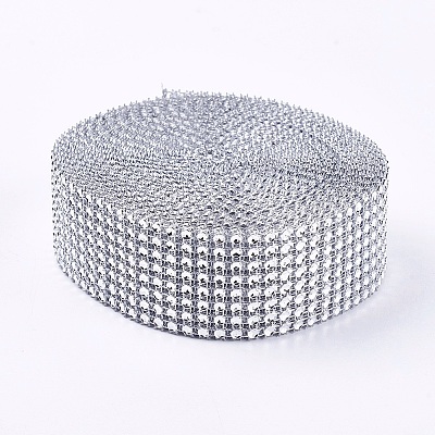 8 Rows Plastic Diamond Mesh Wrap Roll LS-OCOR-WH0048-01B-4cm-1