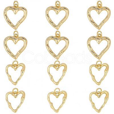 12Pcs 2 Styles Brass Pendants KK-SC0007-39-1