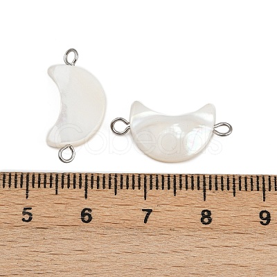 Natural Shell Moon Connector Charms STAS-D378-24P-1