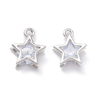 Alloy Clear Cubic Zirconia Charms ZIRC-A022-01P-1
