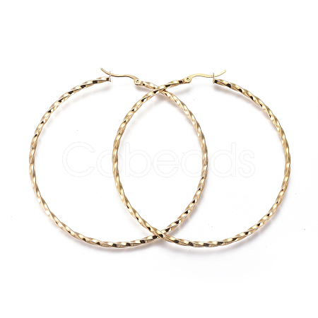 201 Stainless Steel Big Hoop Earrings EJEW-A054-06B-G-1