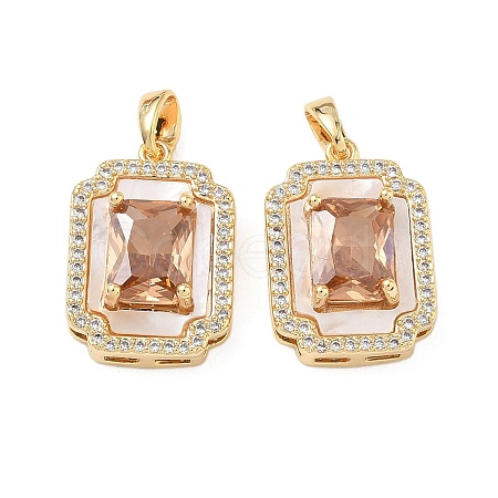 Brass Micro Pave Cubic Zirconia Pendants KK-C172-21G-1
