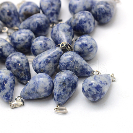 Teardrop Natural Blue Spot Jasper Pendants G-Q435-20-1