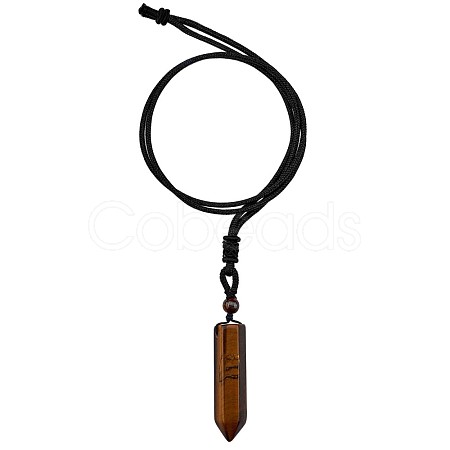 Natural Tiger Quartz Bullet Pendant Necklace JN1043A-1